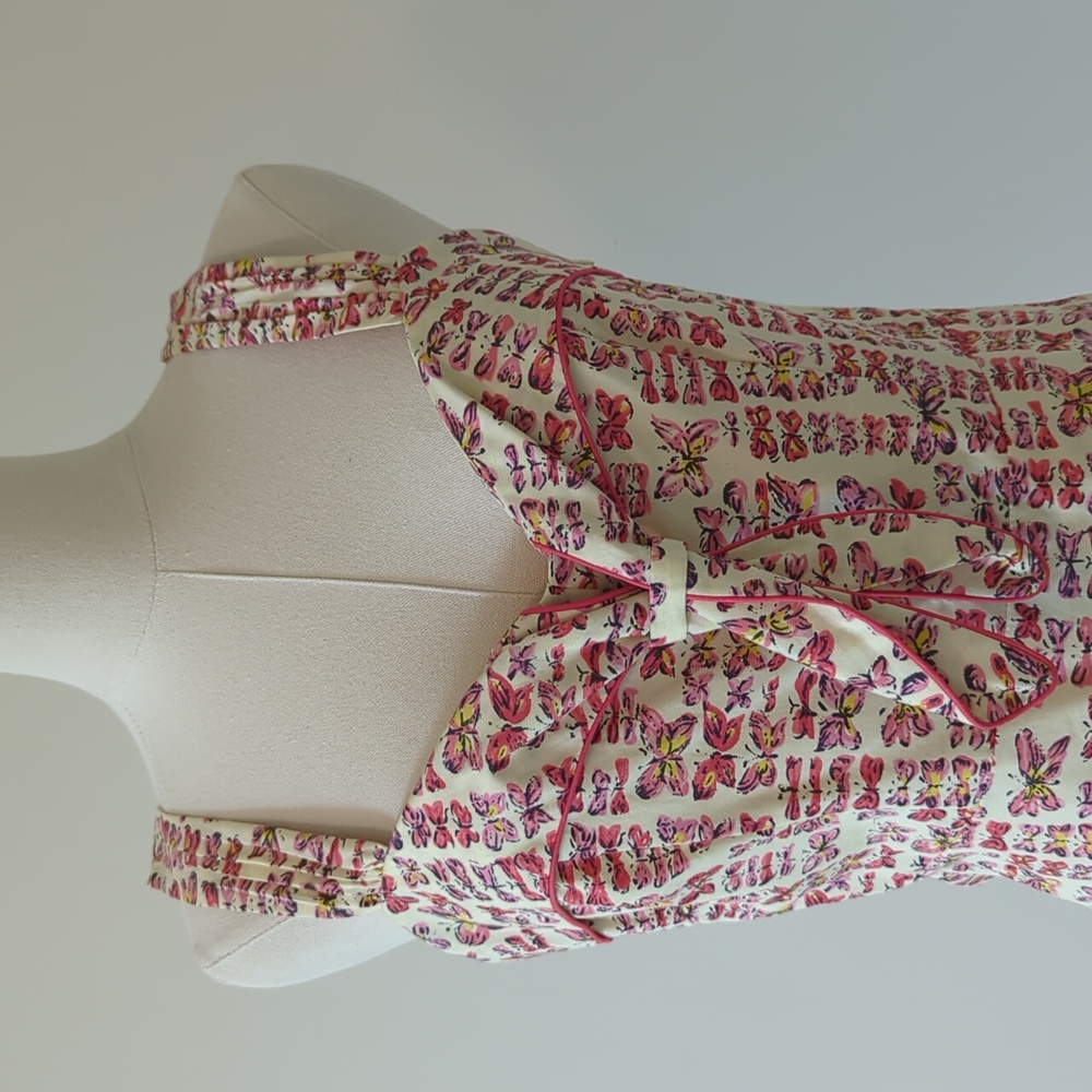 Anthropologie Pink Butterfly Print Top